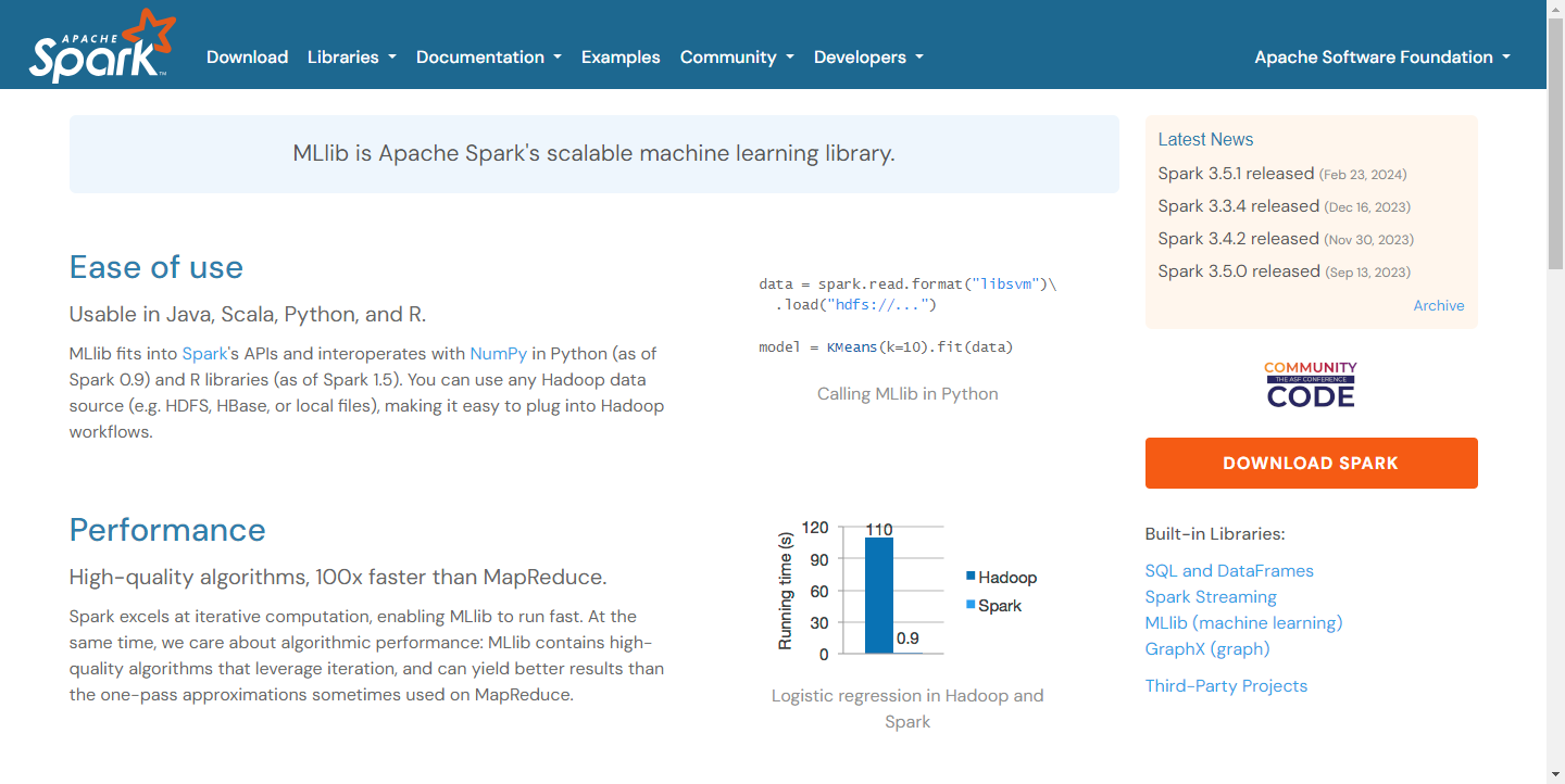 MLlib(ApacheSpark)
