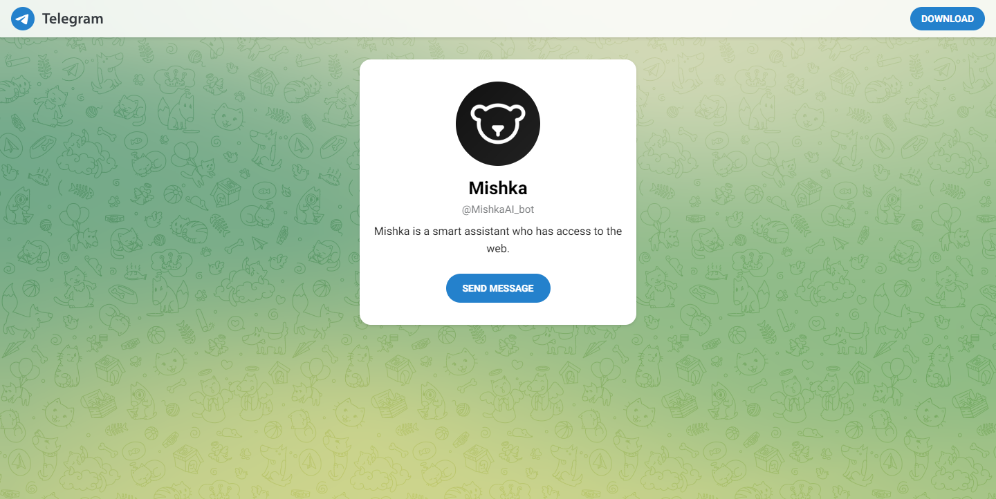 Mishka – 可上网的 Telegram 人工智能聊天机器人