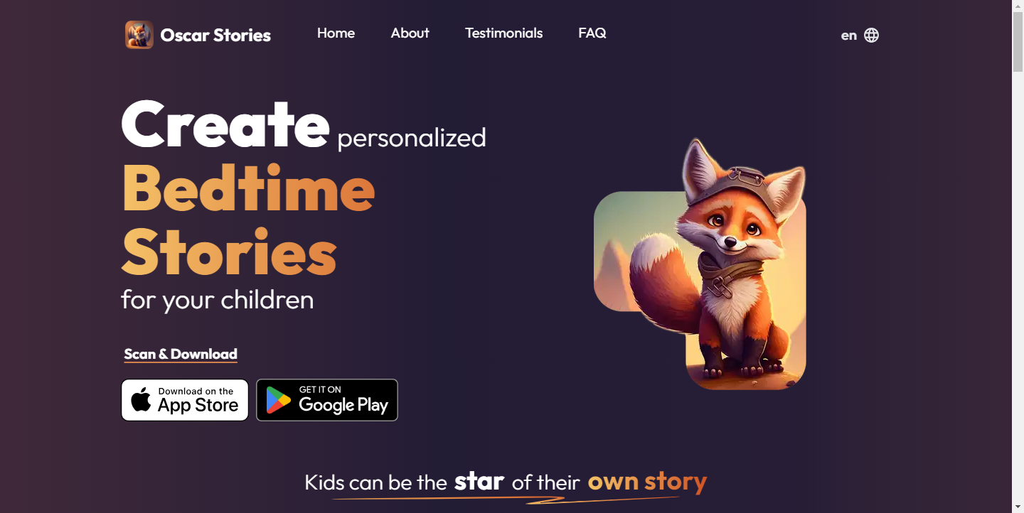 Oscar personal bedtime stories for kids